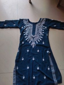 Embroidered Teal Kurta