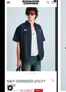 NEW Bonkers Navy Blue Short Sleeve Shirt