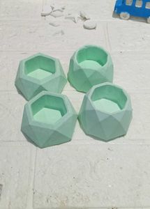 Set of 4 Geometric Concrete candle holder Planters