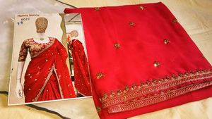 Elegant Rani pink Sequined Saree