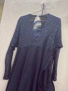 Elegant Navy Blue Sequined Kurta Set