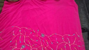 Beautifully Embellished Pink Saree