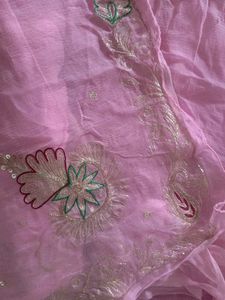 Elegant Pink Embroidered Saree