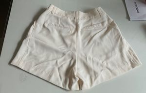 Cream Pleated Tailored Shorts