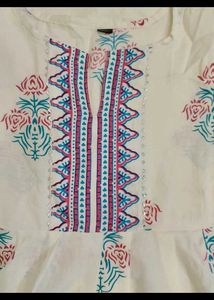Elegant White Printed Kurta Set