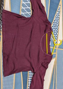 Short Ribbed Top with Gold Trim