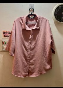 AND Stylish Pink Oversized Button-Up Top