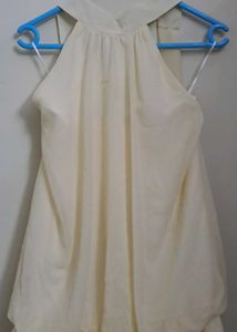 Elegant Off-White Halter Neck Mini Dress