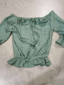 Off-Shoulder Mint Green Top
