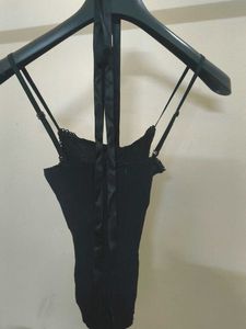 Lace up corset style black top