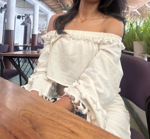 White Off-Shoulder Crop Top