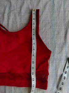 Price Drop Red Sports Bra with Mesh Detail