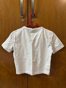 Zara White Cropped T-Shirt