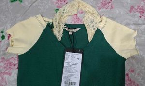 Green Top with Lace Detail