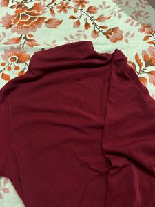Burgundy Turtleneck Top