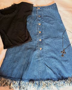 midi denim skirt