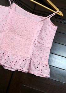 Fyre Rose Strappy Square-Neck Schiffli Top