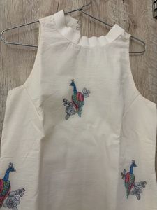 Elegant Cream Peacock embroidered Kurta