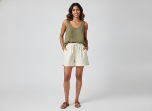 Leather Cream Drawstring Shorts