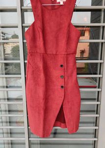 Chic Red Suede-Look Dress