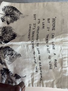 Canvas Tote Bag with Leaf Print