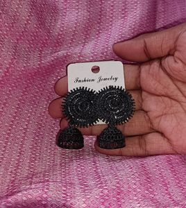 Black Jhumki Earrings