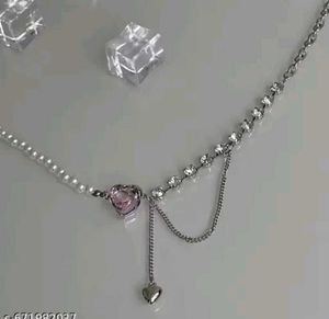 Y2k Korean Aesthetic Pearl Heart Charm Necklace