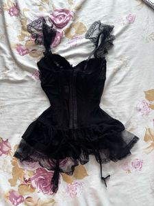 Lace Trim Corset with Garters