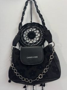 Chic Black Flower Pattern Handbag