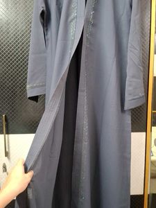 Elegant Grey Abaya with Embellishments