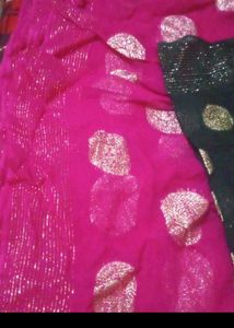 Vibrant Polka Dot Saree with blouse piece