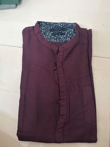 Men's Purple Band Collar Kurta
