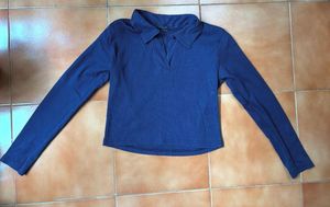 Blue Long Sleeve Polo Top