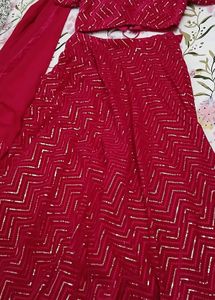 Stunning Rani Pink Sequined Lehenga - L/XL