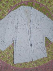 Light Blue Eyelet Kimono Top