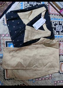 Navy Blue Kurta Set with Gold Dots