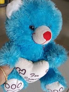 Cute Blue Teddy Bear with Heart