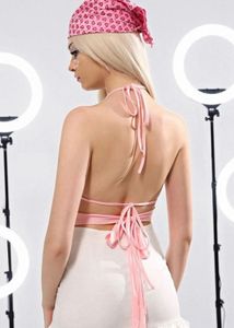 Pink Halter Neck Crop Top