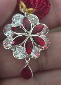 Red &amp; White Beaded Necklace SS925 pendant