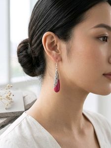 Chic Pink Drop Earrings with Filigree Detail