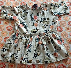 Floral White Top - New with Tag