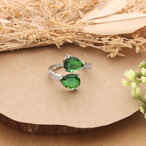 Sparkling Pear Cut Gemstone Ring 2 pics