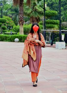 Designer Brown Kurta Set with Orange Pants