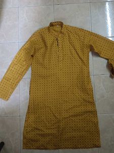 Men's Yellow Printed Kurta