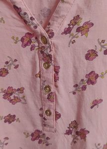 Pink Floral Print Tunic Top by Melange