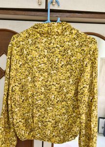Chic Yellow Floral Wrap Blouse