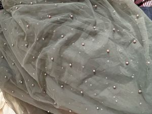 Elegant Grey Pearl Embellished Saree