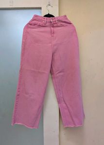 Pink Wide Leg Denim Pants