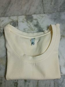 Newme asia Cream Ribbed Knit Top