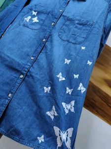 Denim Shirt with Butterfly Print